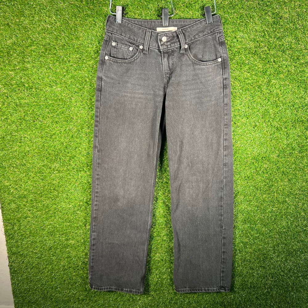 Levis Superlow Jeans Womens 24 Faded Black Straight Leg Low Rise Denim